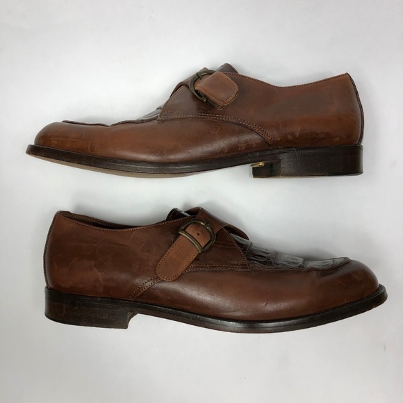 Belvedere Florence Men\'s Sz 11 Brown Leather Genuine Crocodile Monk Strap Loafer main image 3
